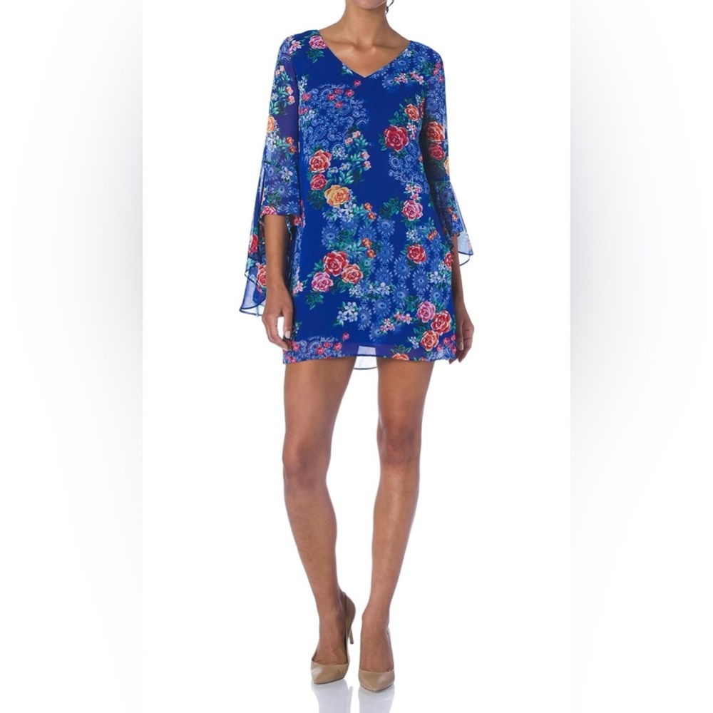 Kensie Chiffon Multi Floral shift dress NWT size 16